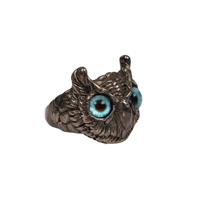 Owl Face Ring Crystal cat