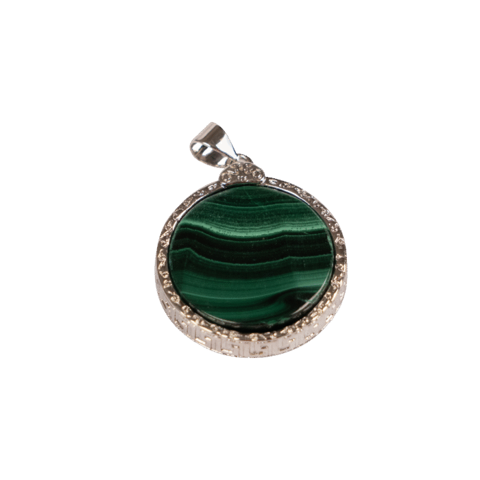 Malachite Circle Pendant Crystal cat