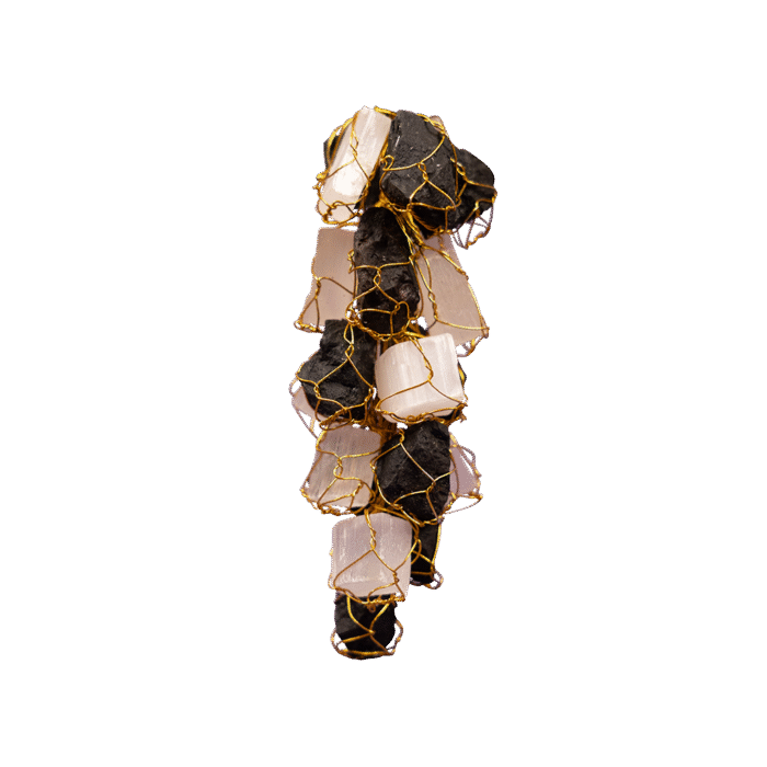 Black Tourmaline Selenite Hanger Crystal cat