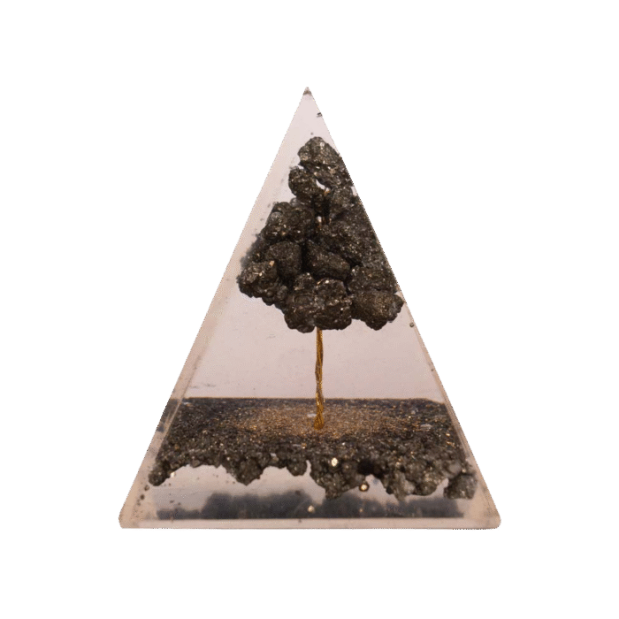 Pyrite Tree Orgone Pyramid Crystal cat